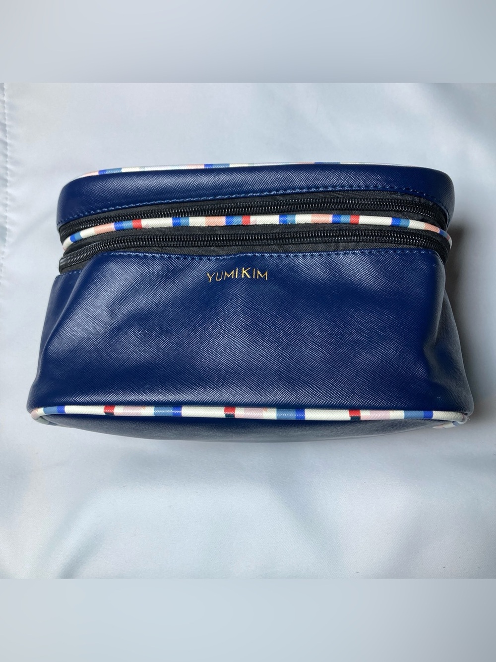 Yumi Kim Jetsetter Navy Blue Double Decker Makeup Train Case Preppy Travel